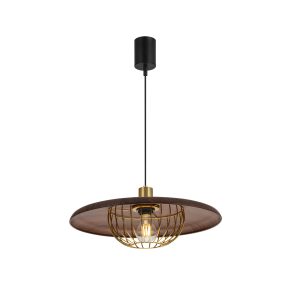 ウォールナット調 スチール製 ペンダントライト